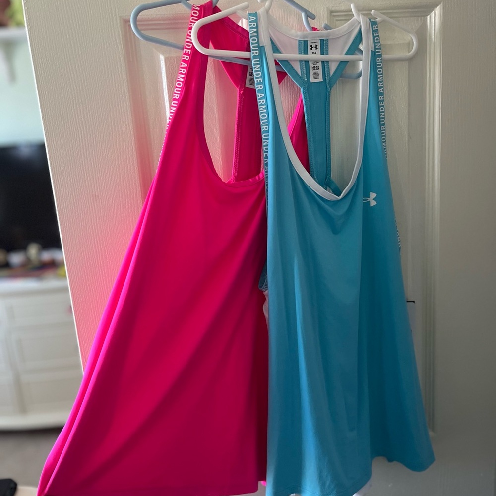 Under Armour Pink and Blue Tank Tops